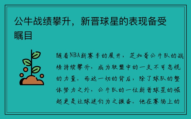 公牛战绩攀升，新晋球星的表现备受瞩目